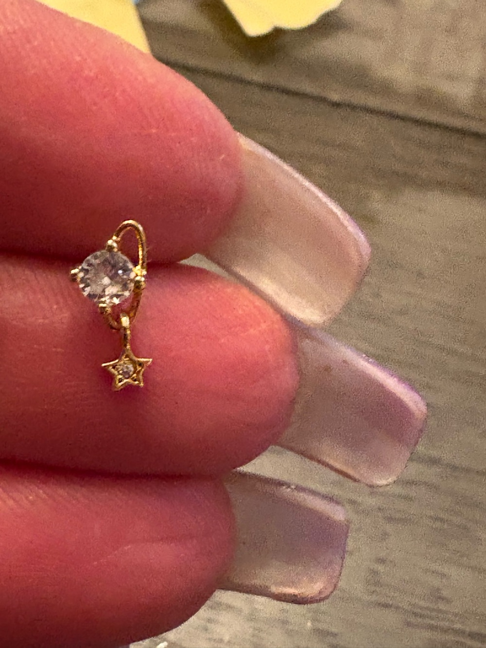 Nose Ring- Stud 20G Copper  Gold Tone Zirconia   L-Shaped Nose Ring   nwt